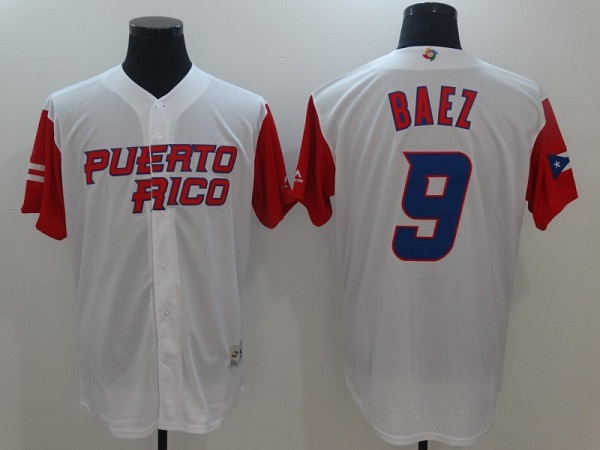 Men's Chicago Cubs #9 Javier Baez White Cool Base Stitched Jersey